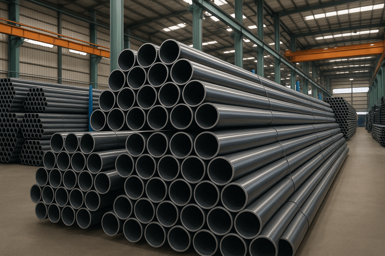 steel pipes at day image